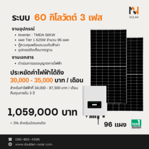 โซล่ารูฟท็อป 60 kW 3 เฟส TMDA